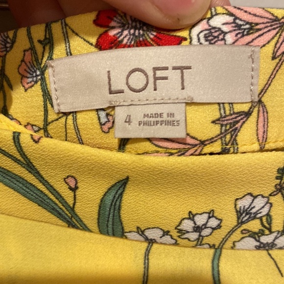 LOFT Ann Taylor Yellow Floral Wrap Midi Skirt - Picture 3 of 4